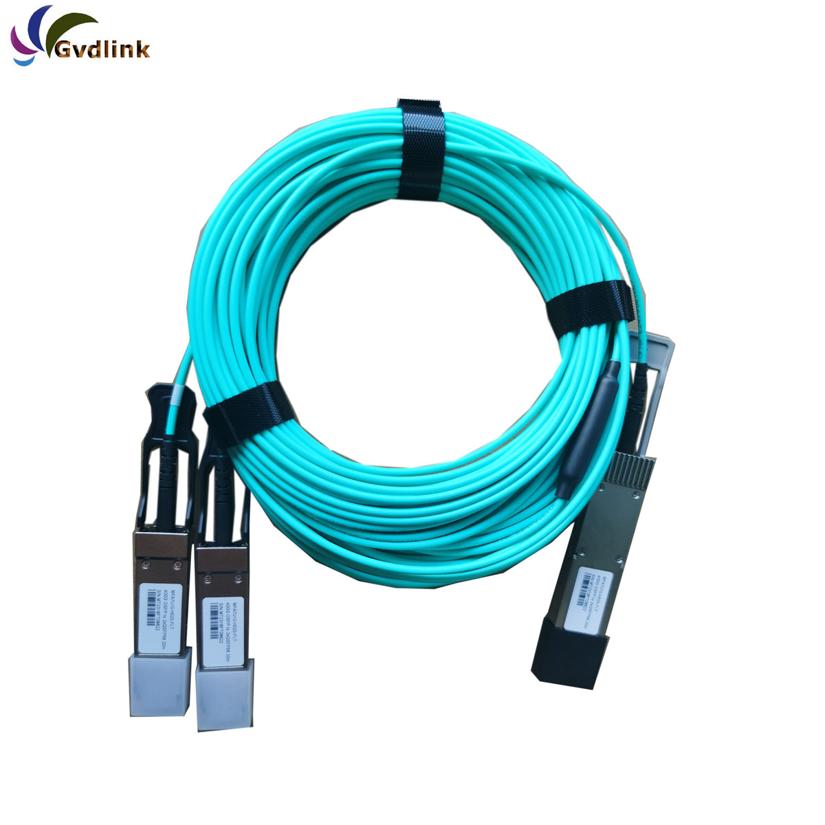 10m (33ft) MFA7U10-H010 MFA7U10-H010-FLT Compatible 400G OSFP Finned Top to 2 x 200G QSFP56 InfiniBand HDR Active Optical Breakout Cable